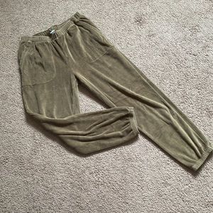Aerie Army Green Velour Joggers